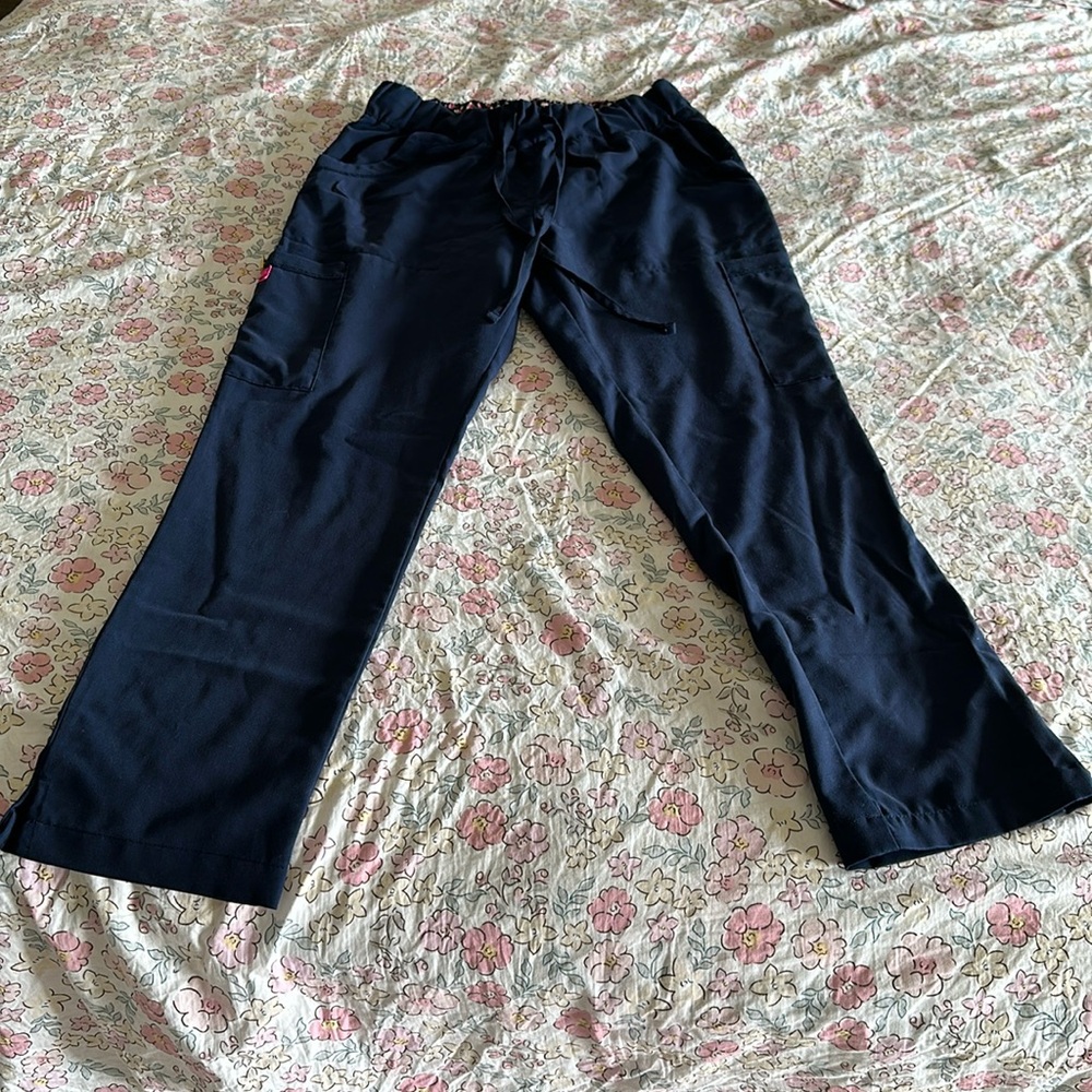 BETSEY JOHNSON Buttercup tapered scrub pants| small petite| navy blue